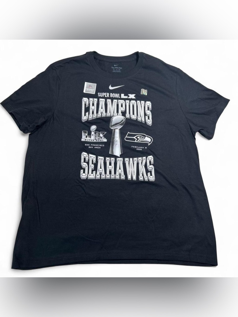 Nike Seahawks Super Bowl LX Champions Tee XXL NFL Black